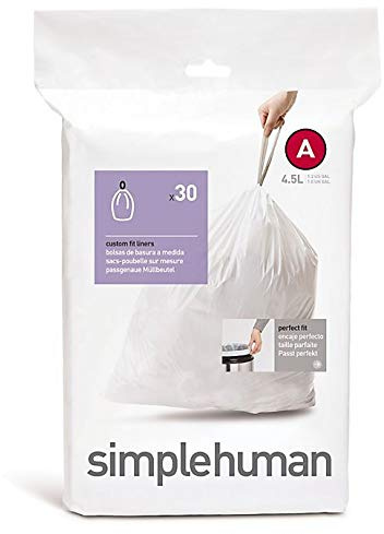 simplehuman Custom Fit Trash Can Liner A, 4.5 Liters / 1.2 Gallons, 30 Count