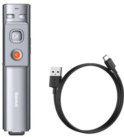 Baseus Orange Dot Multifunktions-Fernbedienung für Präsentation, mit Laserpointer, Grau