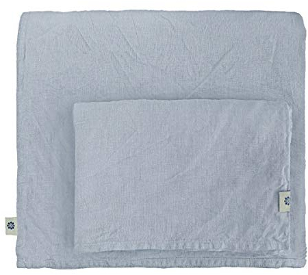 Linen & Cotton Juego de Ropa de Cama Alicia de Puro Lino - 100% Lino Lavado A La Piedra, 200 x 200cm (Double), Azul Claro