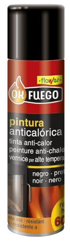 Flower - Pintura Anticalórica en Spray | Resistente a Altas Temperaturas | Ideal para Estufas y Chimeneas | Aplicación Sencilla | Acabado Negro Elegante, Negro, 1 g (Paquete de 1)