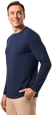 Coolibar UPF 50+ Men's Long Sleeve T-shirt - Sun Protective , Navy , Large