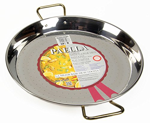 La Ideal Padella per Paella, in Acciaio Inox, Argento, 38 cm, Confezione da 4