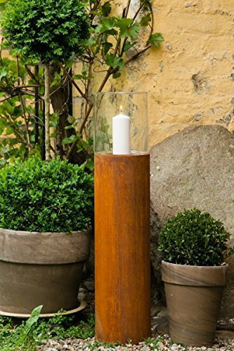KUHEIGA Windlicht aus Edelrost mit Glasaufsatz H: 80cm Windlicht/Laterne