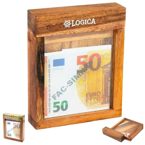 Logica Giochi - Cassaforte con Trucco M – Rompicapo in Legno - Scatola Segreta – Diffiicoltà 5/6 Incredibile – Collezione Leonardo da Vinci