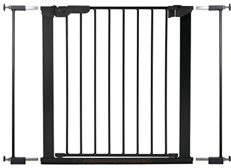 BabyDan Premier, Ohne bohren Treppenschutzgitter, 73,5-79,6 cm, Babygitter/Sicherheitsgitter, Metall, Schwarz, Hergestellt in Dänemark - (Haustiergitter/Hundegitter)