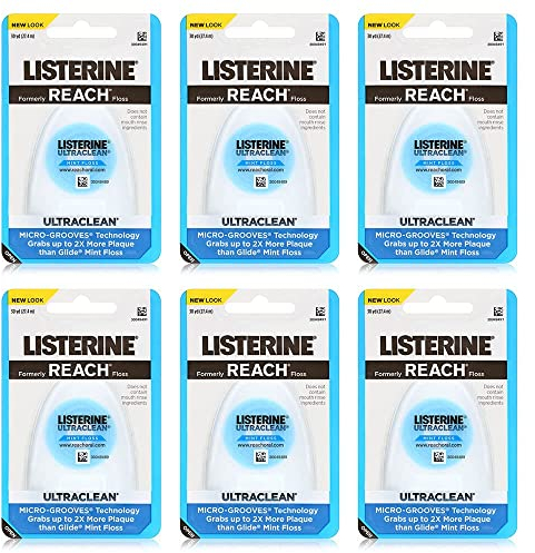 Listerine Ultraclean Dental Floss, Oral Care, Mint-Flavored, 30 Yards (Pack of 6)