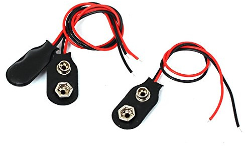 sourcing map 3 Piezas 15 cm Cables Conductores Soft Shell 9V 9 voltios Clip de batería I Tipo Conector de Hebillas