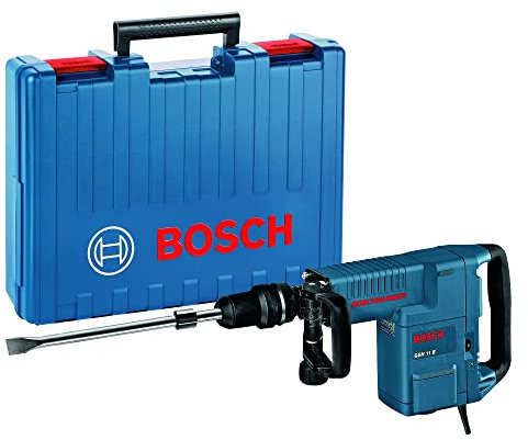 Bosch Professional Demolition Hammer with SDS max GSH 11 E (110V, 1.500W, incl. Auxiliary handle, flat chisel, SDS max, RTec Sharp, 400 mm, Grease tube, Machine cloth, Carrying Case)