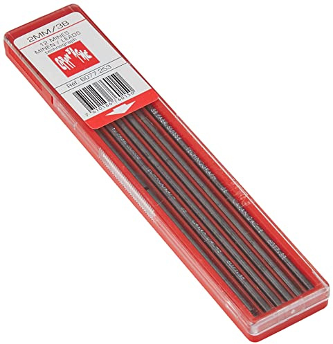 Caran d'Ache Minen Technograph für Minenbleistift Fixpencil, Härtegrad 3B, 12 Stück, Durchmesser 2 mm, 6077.253 Grau