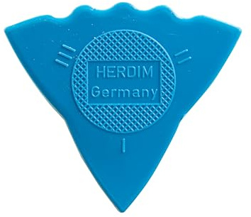 Herdim Plektren - 3-Stärken in einem Plektrum – Blau – 12er Set – Nylon – I=weich / II=mittel / III=hart – Made in Germany