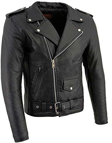 Milwaukee Leather LKM1781 Men's The Legend Classic Black Premium Leather Motorcycle Jacket w/Quilted Liner - Large