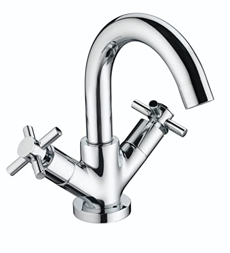 Bristan Decade Bathroom Taps, Chrome Basin Mixer tap | DX BAS C, Modern design, No waste, Separate hot and cold tap handles, Bathroom sink taps, Lifetime Cover
