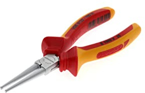 GEDORE Pinza a Becchi Tondi VDE, per Afferrare e Piegare, con Becchi Lunghi Tondi, Pinza Isolata VDE, Pinza Elettricista, Cerniera Incorporata, VDE 8122-160 H