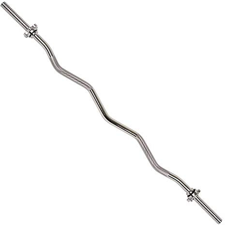 Sunny Health & Fitness STCB-47 - Barra rizadora cromada roscada de 47 pulgadas con anillos
