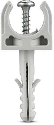 REV 0509746555 Kabelschellen, Rohrschellen EN16 f. Isorohre Ø16mm, Dübel + Schrauben, grau