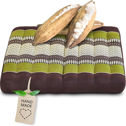 livasia Sitzkissen Stuhlauflage groß - 50x50x6cm - Bodenkissen Indoor/Outdoor, Meditationskissen Yogakissen, Stuhlauflage für Palettenmöbel, Steppkissen für Stuhl und Bank (Braun/Grün)
