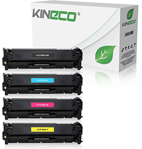Kineco 4 Toner kompatibel mit HP CF-380X CF380X CF381A CF382A CF383A Laserjet Pro MFP M470 Series M476 DN DW NW - Schwarz 4.400 Seiten, Color je 2.700 Seiten