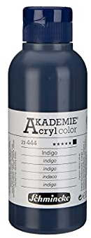 Schmincke - AKADEMIE® Acryl color, Indigo 250 ml, 23444027, pintura acrílica para artistas, brillante, muy resistente a la luz y sin cadmio, técnica mixta