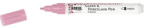 KREUL 16404 - Glass & Porcelain Pen Classic medium, rosa, formstabile Rundspitze, Strichstärke ca. 2 - 4 mm,Porzellanmalstift mit brillanter, deckender und lichtbeständiger Farbe auf Wasserbasis