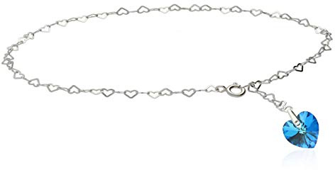 Kristallwerk Fusskettchen, Fusskette 925 Silber mit Swarovski Elements Herz