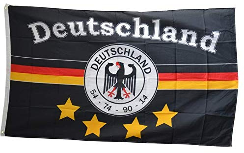 Bandiera fritze® fanflagge Bandiera Germania nero 4 stelle – 90 x 150 cm