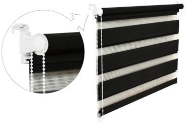 DOPPELROLLO DUOROLLO 85 CM BREIT 150 CM LANG Schwarz INKL. SEILZUG FENSTERROLLO KLEMMROLLO JALOUSIE