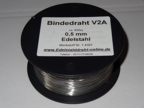 1 Spule Bindedraht aus Edelstahldraht VA V2A 0,5mm ca.650m weich, biegsam und flexibel rostfreier Edelstahldraht 1.4301