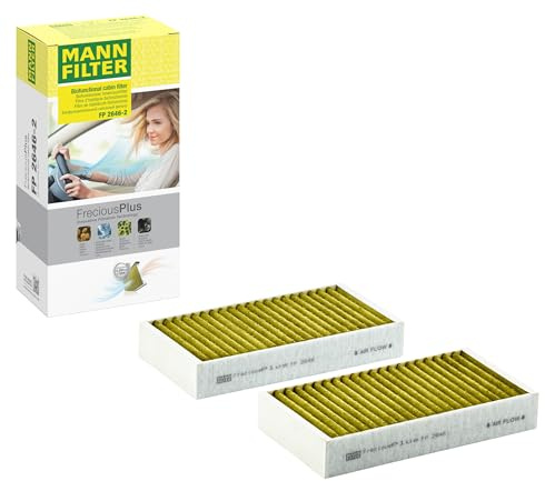MANN-FILTER FP 2646-2 Innenraumfilter/Kabinenluftfilter - FreciousPlus Biofunktionaler Pollenfilter - (2er Set) für Pkw + Transporter