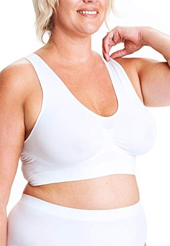 All Woman Large Pull-Over Seamless Bra Sizes Up to 56E (L, White)