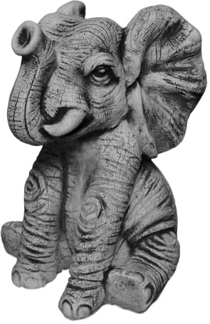 gartendekoparadies.de Lustiger Elefant Steinfigur, H. 28 cm, 10 kg, Grau, Frostsicher aus Steinguss für Außenbereich