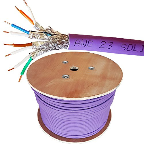 Loops Low Smoke CAT6A Network Cable – 23 AWG – S/FTP & U/FTP – Shielded/Screened – Solid Pure Copper Core – Purple Ethernet LSZH LZHF Network LAN Wire Reel (S/FTP, 305m (1000 ft) CAT6A Cable)