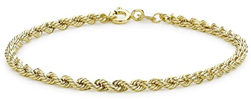Carissima Gold Damen 9k (375) Gelbgold Hollow Rope Kettenarmband