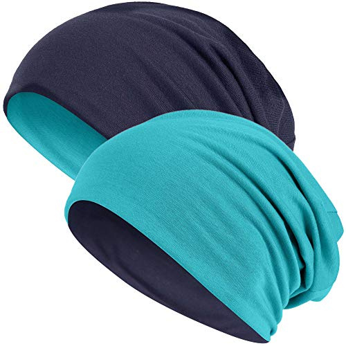 Hatstar Wende-Beanie für Damen & Herren, einfarbig oder zweifarbig, Outdoor Slouch Beanie, Fahrradmütze aus Baumwoll-Mix, One Size, atmungsaktive Laufmütze, Bequeme Übergangsmütze für Sommer