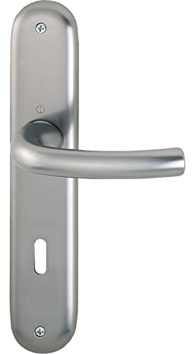 HOPPE 2x Drückergarnitur TOKYO - auf Langschild Buntbart Entfernung 90mm, für Türstärke 37-42mm, Edelstahl Effekt, Doppelpack