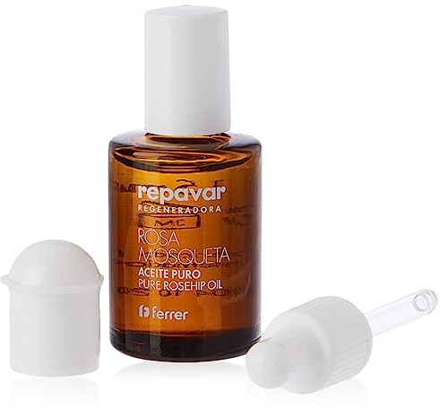 Repavar - Huile de Rose Musquée 100% Pure - Pressée à Froid - Fort Pouvoir Régénérant, Répare en Profondeur les Cicatrices, Brûlures et Vergetures - 2 Applicateurs Roll-On et Goutte-à-goutte - 15 ml