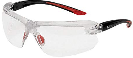 IRI-s - Patillas bi-material PC+TPR, Patillas inclinables negro/rojo, Puente nasal B-Flex – PC incoloro con dioptría +3 - anti-rayaduras y anti-vaho