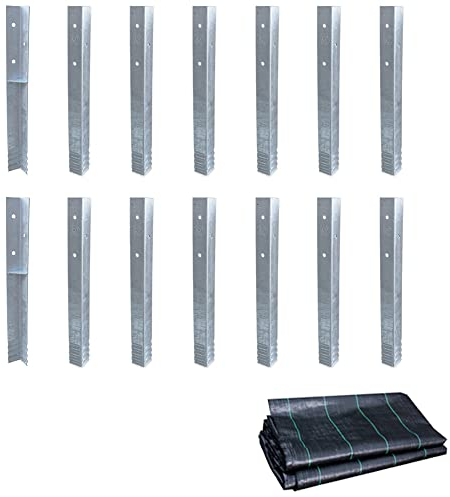 WICKEY Ancoraggio profilo angolare + WICKEY 3W telo anti-erbacce 250x250cm per parco giochi, torre d'arrampicata, casetta da gioco su palafitte e capanna, set di 14