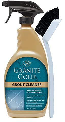 Granite Gold Grout Cleaner Spray with Brush for Stone, Ceramic, Glass & Colored Grout, 710 mL (Pack of 1) | Deep-Cleans Without Harsh Acids, Safe on Stone, Colored-Grout, Ceramic and Glass - Made in the USA
