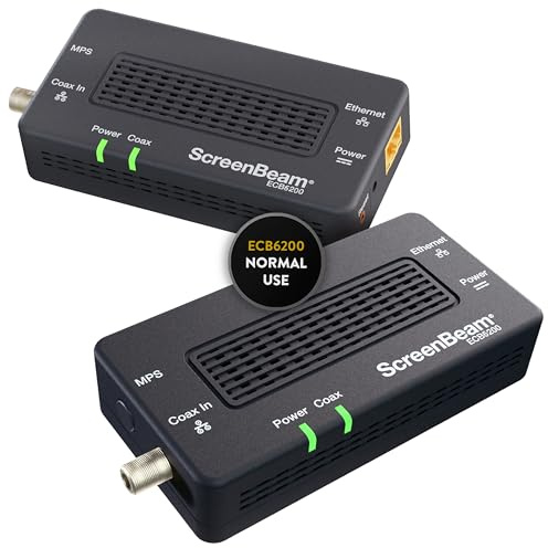 ScreenBeam Bonded MoCA 2.0 Network Adapter for High Speed Internet, Ethernet Over Coax - Starter Kit (Model: ECB6200K02)