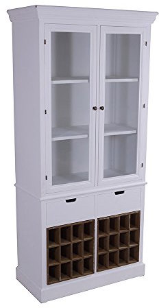 Vitrinenschrank Tega Holz Glas 2 Weinregale Vintage Look weiÃŸ