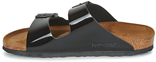 Birkenstock Classic 1005292 Arizona Birko-Flor, Damen Pantoletten, Schwarz (Schwarz Lack), 43 EU (9 UK)