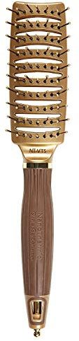 Olivia Garden Ceramic + Ion NanoThermic Styler Hair Brush - Daily Styling for All Hair Types - With Retractable Sectioning Pick, NT-VTS (Vent)