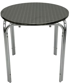 BE Furniture 70 cm Diameter Round Stacking Aluminium Cafe Table, Bistro Tables, Aluminium Garden Tables