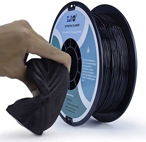 ZIRO 3D Drucker Filament 1.75mm TPU Flexibel Filament 0.8KG Spool, Maßgenauigkeit +/- 0.05mm, Flexible Schwarz
