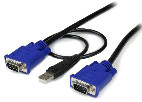 StarTech.com USB VGA KVM Kabel (4,5m - 2-in-1 - dünnen Kabel) Schwarz | Kabelsatz für Umschalter, USB-Tastatur und Maus, PC99 farbcodiert, Mini-Koaxialkabel