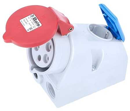 as - Schwabe 60438 Prise murale CEE 5 pôles avec prise terre et fusible 10 A pour chantiers Protection IP 44 400 V 32 A 6 h