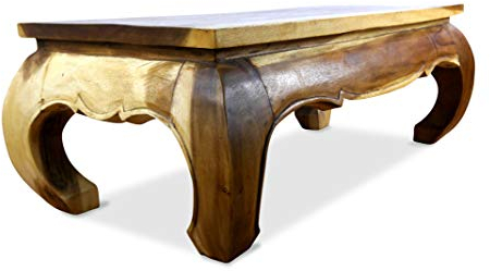 livasia Opiumtisch aus Massivholz – 100x50x40cm – Handgeschnitzter Sofatisch Holz aus Thailand, Einzigartig und Langlebig, Schlichte asiatische Eleganz (Natur)