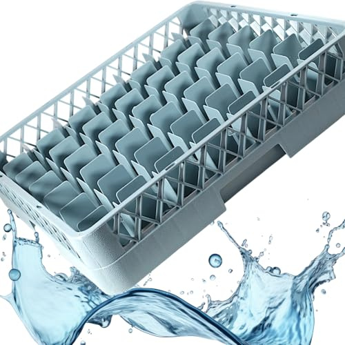 Kerafactum Spülkorb 50x50 cm aus BPA-free Kunststoff 49 Felder, graublau Spülmaschinenkorb für Gläser & Tassen, grobmaschig, stapelbar, erweiterbar universell für Gastro Spülmaschine all purpose rack