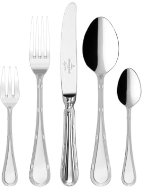 Villeroy & Boch - Kreuzband Septfontaines Besteckset 30-teilig Silber, Spülmaschinenfest, Besteck Set für 6 Personen, Besteckset Platin, Besteck, Edelstahl