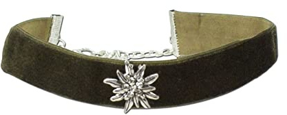 Alpenflüstern - Collana choker larga in velluto con stella alpina di strass, aderente ed elasticizzata, da donna, colori tradizionali DHK109, base metal, colore: verde, cod. DHK109-000-50